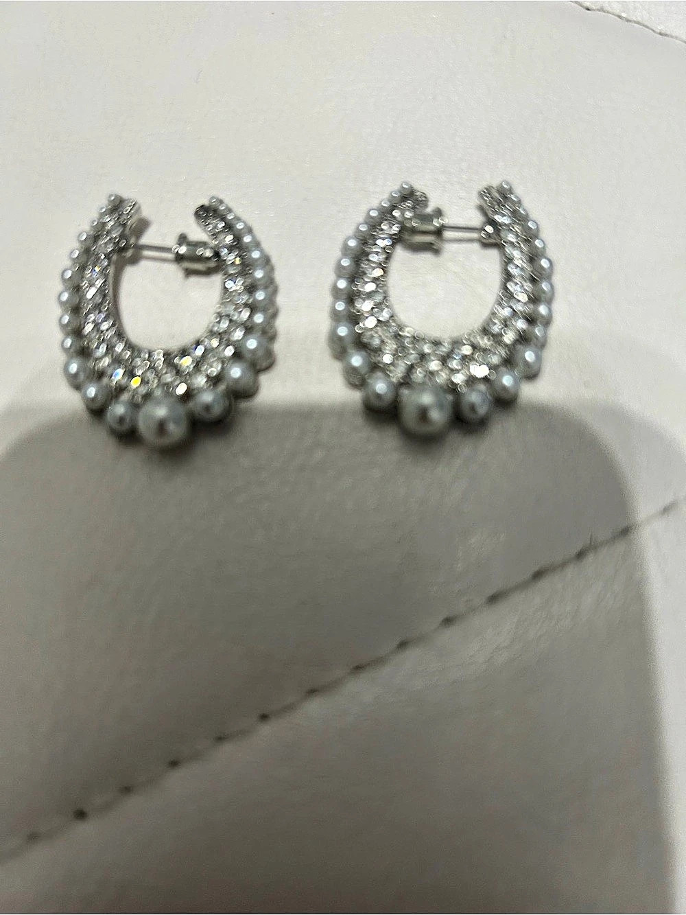 Silver Textured Hoop Earrings Like New